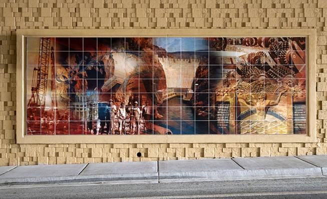 A Hoover Dam mural is shown in the recently-opened F Street underpass at Interstate 15 Monday, Dec. 15, 2014. The underpass is decorated with 12 murals depicting scenes and people of significance to the West Las Vegas neighborhood and African-American history.