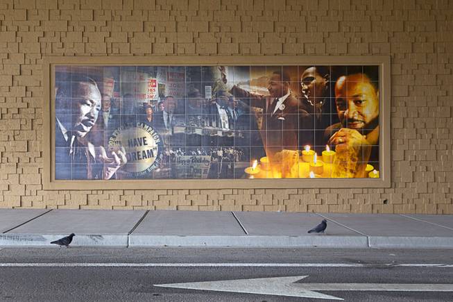 A mural featuring Martin Luther King Jr. is shown in the recently-opened F Street underpass at Interstate 15 Monday, Dec. 15, 2014. The underpass is decorated with 12 murals depicting scenes and people of significance to the West Las Vegas neighborhood and African-American history.