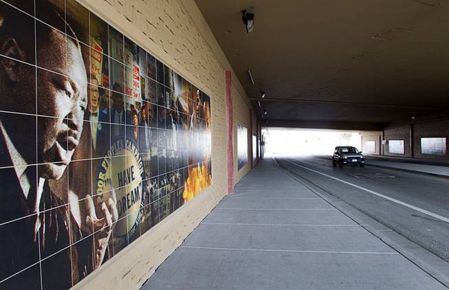 A mural featuring Martin Luther King Jr. is shown in the recently-opened F Street underpass at Interstate 15 Monday, Dec. 15, 2014. The underpass is decorated with 12 murals depicting scenes and people of significance to the West Las Vegas neighborhood and African-American history.
