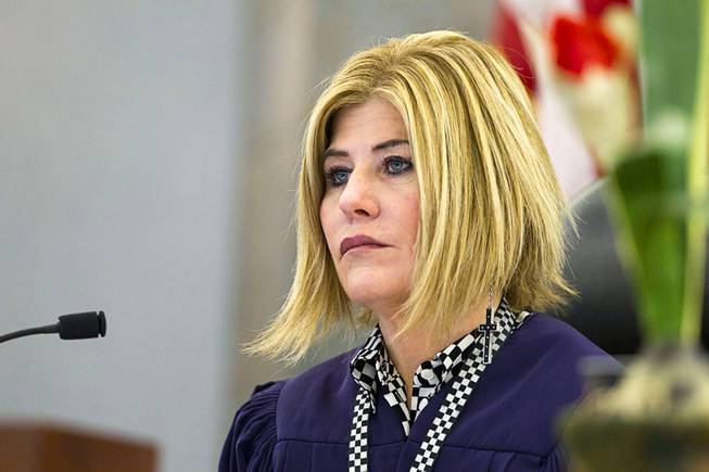 Justice of the Peace Janiece Marshall presides over a court appearance for Christopher Sena, 48, at the Regional Justice Center in Las Vegas Tuesday, Dec. 16, 2014. The defendant is accused of participating in sexual abuse that lasted 12 years and affected at least eight victims, some of whom are family members, according to Metro Police.