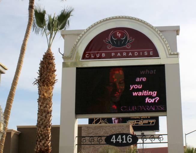 The marquee for Club Paradise on Paradise Road, across from the Hard Rock Hotel, shown on Monday, Jan. 5, 2015. The club is reopening under new owner Steve Paik of Philadelphia.