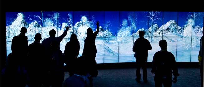The Intel RealSense 3D Camera allows for more immersive experiences like these creating body signatures  on screen at CES 2015 in the Las Vegas Convention Center on Tuesday, January 6, 2015.