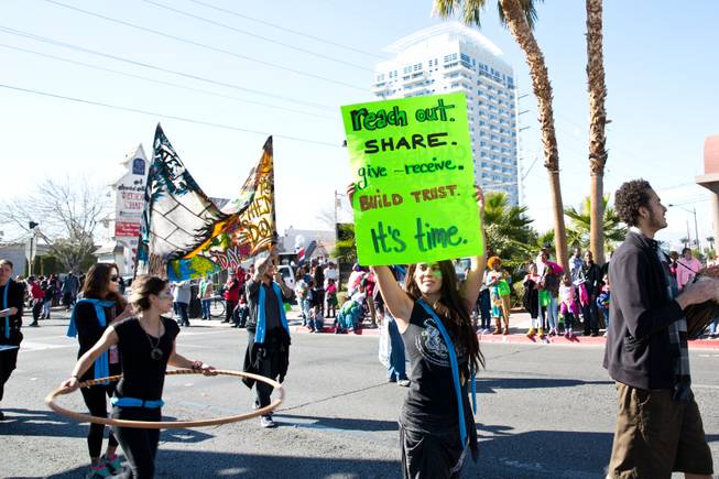 Human Experience Las Vegas marches in the 33rd Annual Dr. Martin Luther King Jr. Parade in downtown Las Vegas, Monday Jan. 19, 2015.