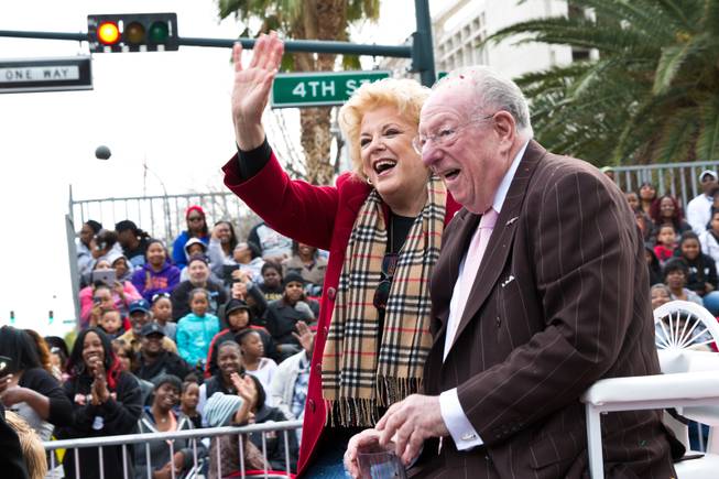 Mayor Carolyn Goodman and former Mayor, Oscar Goodman take part in the 33rd Annual Dr. Martin Luther King Jr. Parade in downtown Las Vegas, Monday Jan. 19, 2015.