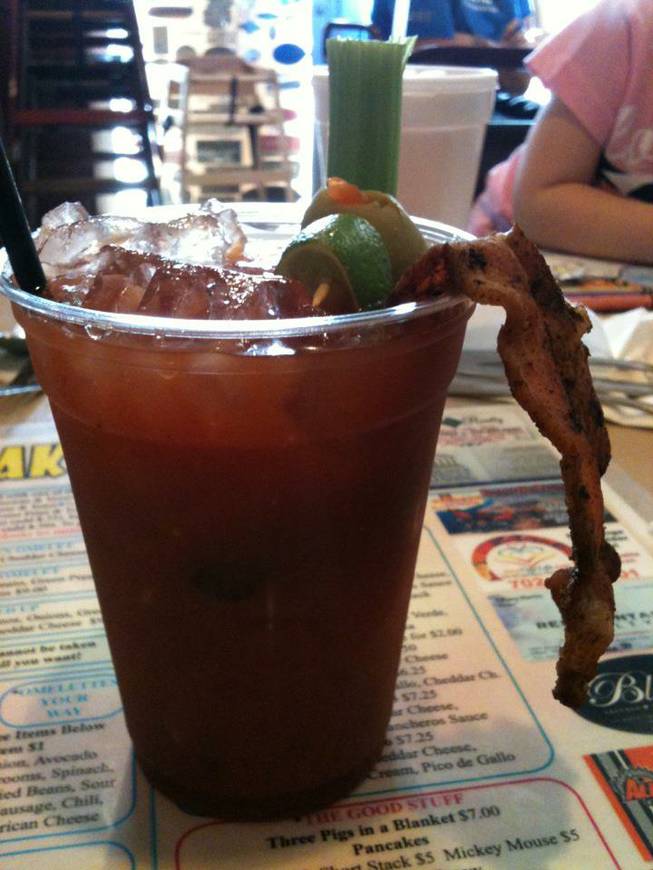 The Coffee Cup in Boulder City serves its own version of the Bloody Mary, with a thick 2-by-4 slab of bacon as garnish.