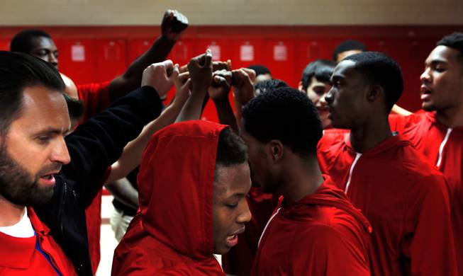 Valley View players come together before leaving their locker room to face Las Vegas High on the basketball court as rivalries on Tuesday, January 20, 2015.