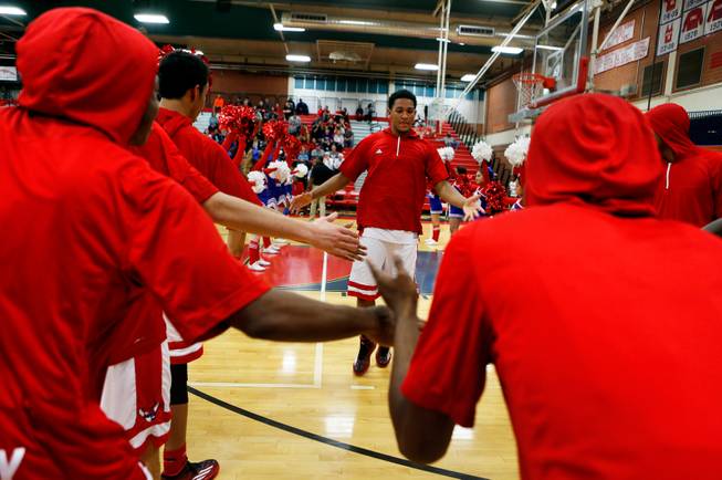 Valley High players are introduced for their game versus rivals Las Vegas High on Tuesday, January 20, 2015.