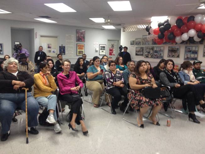 About 50 immigration activists gathered Tuesday, Jan. 20, 2015, at the Culinary Union's downtown headquarters to watch President Barack Obama deliver his State of the Union address.