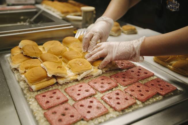 Sliders the grand opening of White Castle at the Best Western Plus Casino Royale on the Strip on Jan. 27, 2015.