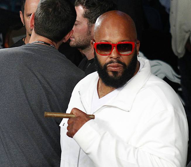 Suge Knight is seen following the Miguel Cotto and Floyd Mayweather Jr. title fight at the MGM Grand Garden Arena Saturday, May 5, 2012.