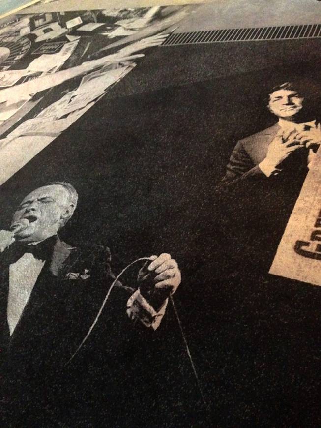 An image of Frank Sinatra and Dean Martin is shown at SLS Las Vegas on Jan. 31, 2015.