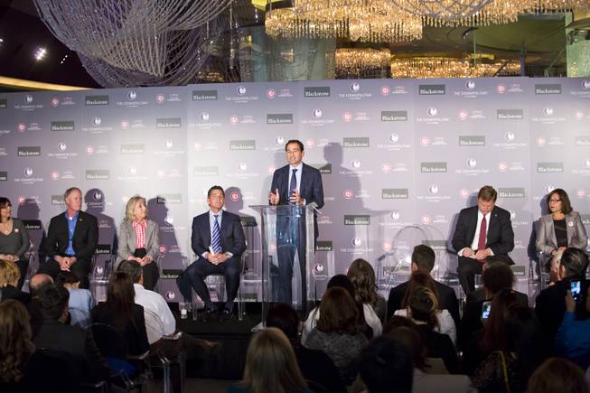 Jonathan Gray, Global Head of Real Estate for Blackstone, makes a few remarks during an event celebrating The Cosmopolitan of Las Vegas' new ownership by Blackstone, Wed. Feb 18, 2015.