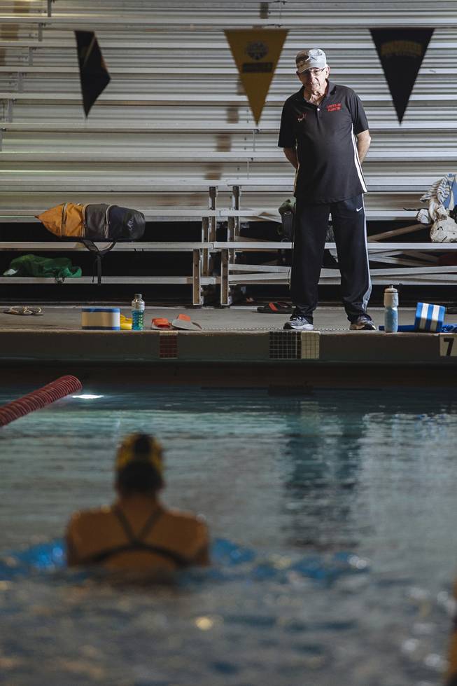 Vic Hecker's swim class at Desert Breeze Pool in Las Vegas on Feb. 12, 2015.