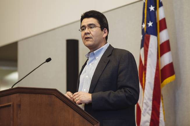 Mike Connor, Deputy Secretary of the U.S. Department of the Interior, addresses a public meeting about the conservation of Southern Nevada's public lands on Feb. 18, 2015.