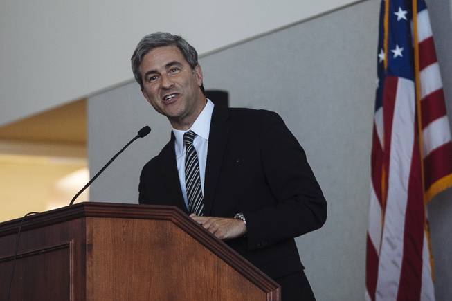 Michael Govan, LACMA CEO and Director, addresses a public meeting about the conservation of Southern Nevada's public lands on Feb. 18, 2015. .