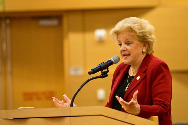 Las Vegas Mayor Carolyn Goodman makes a few remarks during the fourth annual Philanthropy Leaders Summit, Friday Feb 6, 2015.