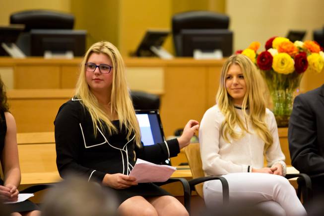 Savannah and Siena Pranger, founders of Teens Helping Teens, speak during the fourth annual Philanthropy Leaders Summit, Friday Feb 6, 2015.
