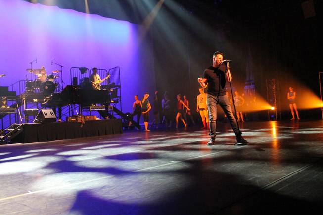 Frankie Moreno and his backing band are shown during rehearsals for Saturday night's gala honoring Nevada Ballet Theater co-founder Nancy Houssels at Smith Center's Reynolds Hall.