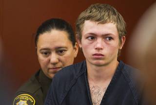 Erich Milton Nowsch Jr., 19, appears in court Monday, Feb. 23, 2015, at the Regional Justice Center. Nowsch is suspected of being the shooter in the “road-rage” shooting of 44-year-old Tammy Meyers. 