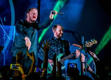 Imagine Dragons perform at Destinations Dragons Tour Presented by Southwest Airlines at Vinyl Las Vegas at Hard Rock Hotel & Casino in Las Vegas, NV on February 23, 2015.