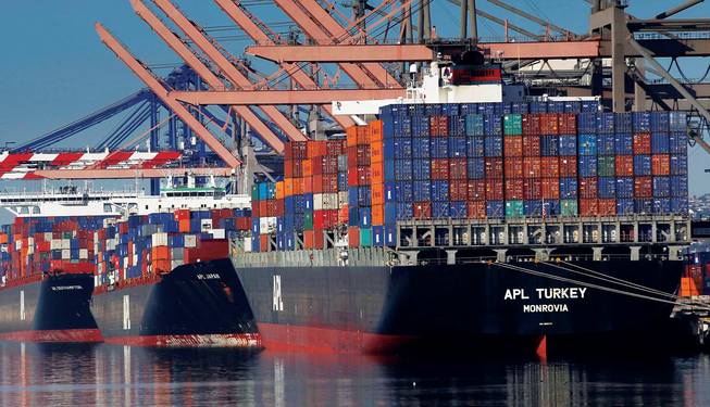 west coast port labor dispute with cargo ships