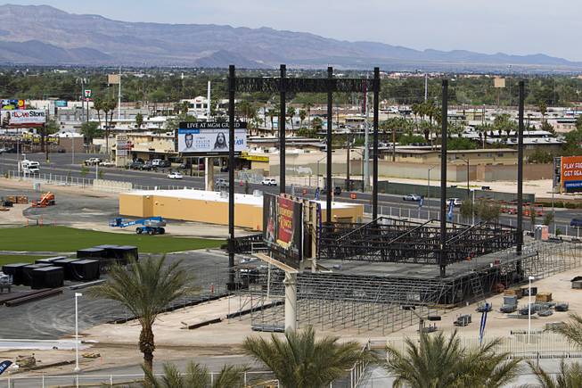 The Rock in Rio music festival grounds are shown under construction at Las Vegas Boulevard and Sahara Avenue Sunday, March 22, 2015. Rock weekend is scheduled for May 8-9, 2015 and pop weekend is May 15-16.