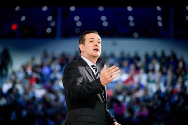 Sen. Ted Cruz, R-Texas, speaks at Liberty University, founded by the late Rev. Jerry Falwell, Monday, March 23, 2015 in Lynchburg, Va., to announce his campaign for president.