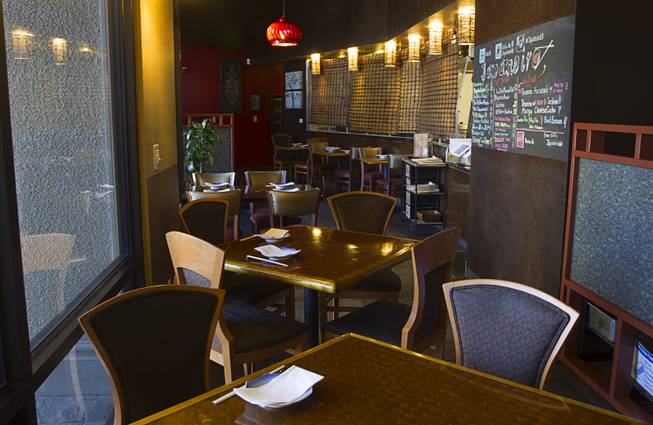 A dining area is shown at Japaneiro, an Asian fusion restaurant at 7315 W. Warm Springs Rd., Wednesday, March 25, 2015. The restaurant opened in October 2014.