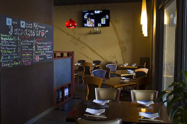 A dining area is shown at Japaneiro, an Asian fusion restaurant at 7315 W. Warm Springs Rd., Wednesday, March 25, 2015. The restaurant opened in October 2014.