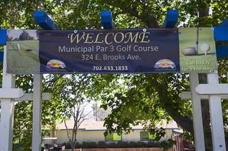 The entrance gate is shown at the Municipal Par 3 Golf Course, 324 E Brooks Ave., in North Las Vegas Wednesday, March 25, 2015.