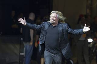 Motley Crue singer and Las Vegas Outlaws owner Vince Neil during the Outlaws' inaugural game against the San Jose SaberCats at the Thomas & Mack Center Monday, March 30, 2015.
