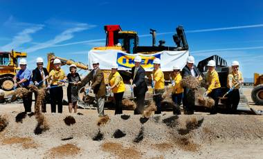 Shovels of dirt are tossed as IKEA holds a groundbreaking ceremony for its first store in Southern Nevada complete with dignitaries and invited guests from Las Vegas and beyond on Thursday, April, 9, 2015.