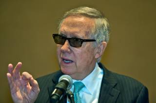 Senator Harry Reid speaks during Nevada's Clean Energy Economy at the MGM Conference Center on Friday, April, 10, 2015.