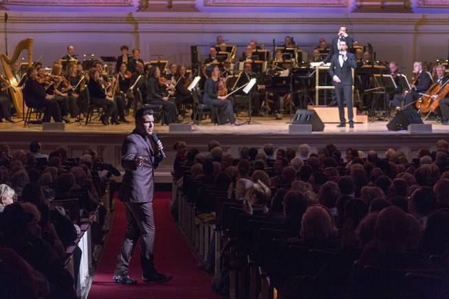 Las Vegas headliner Frankie Moreno performs at the "Let's Be Frank" show with the New York Pops at Carnegie Hall on Friday, April 10, 2015, in New York City. New York Pops Music Director Steven Reineke directed the orchestra.