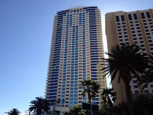 Developers of the 45-story condo tower Sky Las Vegas, pictured on April 21, 2015, are trying to sell 65 units in a bulk sale.
