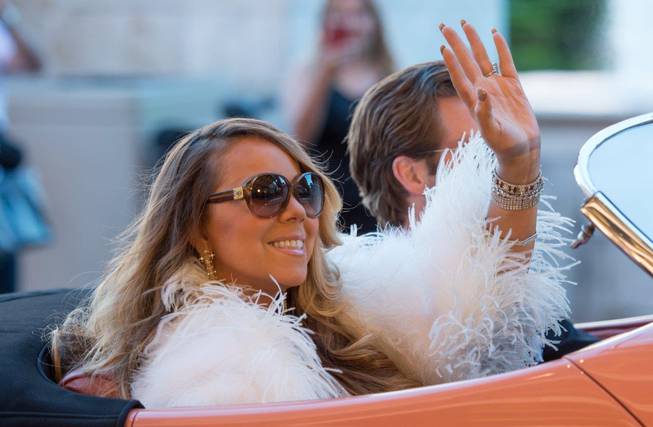 Mariah Carey arrives at Caesars Palace on Monday, April 27, ...