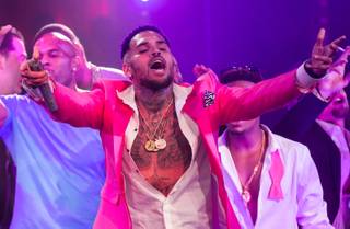 The post-fight party headlined by Chris Brown and featuring 50 Cent, Busta Rhymes, Akon, Tyga, Too Short and more at Drai's Live on Saturday, May 2, 2015, atop the Cromwell.