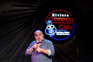 Comedian Michael Wheels Parise performs during the final night of the Riviera Comedy Club Sunday, May 3, 2015. The Riviera closed it's doors at noon May 4.