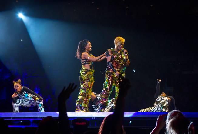 TLC performs during the “The Main Event” tour kickoff Friday, May 1, 2015, at Mandalay Bay Events Center.