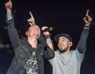 Linkin Park performs during Day 2 of Rock in Rio USA on Saturday, May 9, 2015, on the Las Vegas Strip.