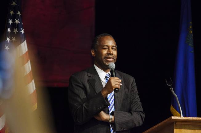 Ben Carson speaks at Opportunity Village, 6050 S Buffalo Drive, in Las Vegas, Nevada on May 13, 2015.