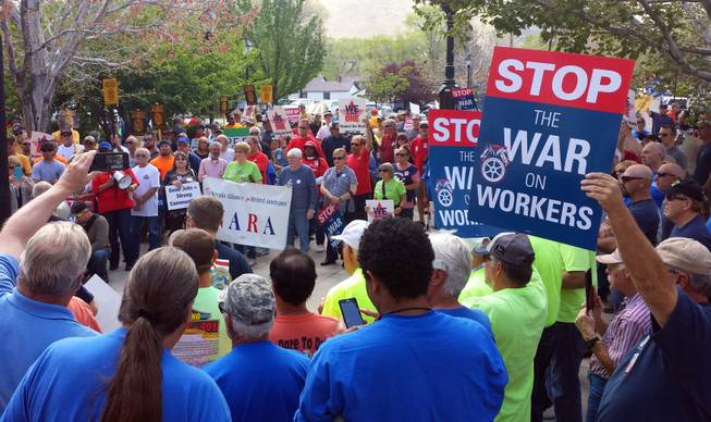 Labor union rally public employee pensions