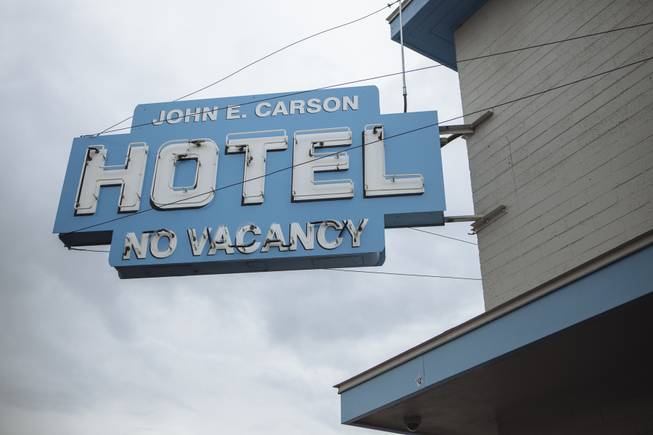 The exterior of the Johnny Carson Motel in Downtown Las Vegas on May 18, 2015.