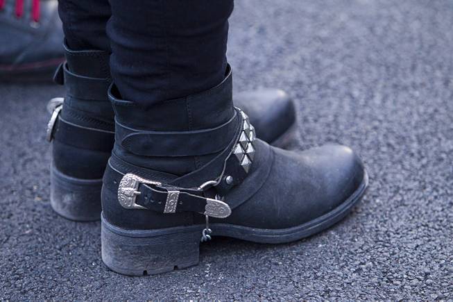 Punk rock boots are shown during the 17th annual Punk Rock Bowling & Music Festival in downtown Las Vegas Sunday, May 24, 2015.