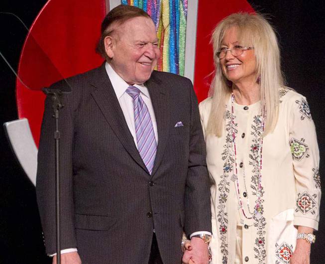 Casino owner Sheldon Adelson and his wife, Dr. Miriam Adelson, are honored during the the UNLV Foundation Annual Dinner at the Bellagio on Monday, Oct. 13, 2014. The Adelsons were inducted into the UNLV Foundation's Palladium Society.