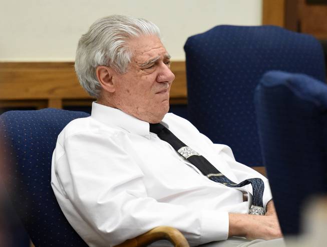 In this Wednesday, May 27, 2015 file photo, Wayne Burgarello listens as a witness takes the stand at the Washoe County District Court, in Reno.