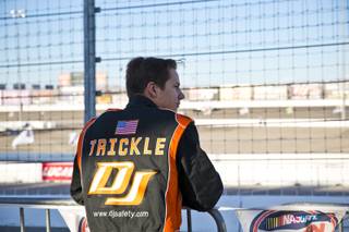 Chris Trickle watches the action May 16, 2015, at the Bullring at Las Vegas Motor Speedway.