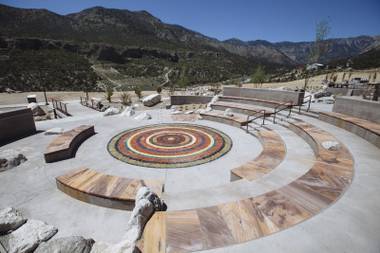Zak Ostrowskis mural in the center of the amphitheater at the Spring Mountains Visitor Gateway on June 2, 2015.