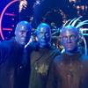 Alan Ritchson, a Blue Man and Joe Jonas at Blue Man Group in Monte Carlo for “I Can Do That” on NBC.