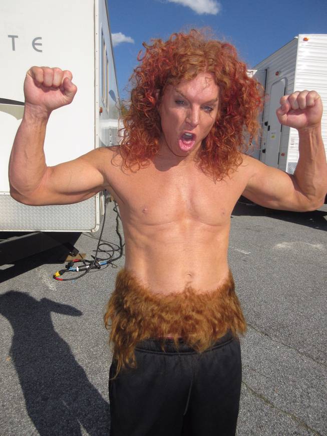 Carrot Top in Atlanta on the set of the upcoming film “Michelle Darnell” starring Melissa McCarthy. The movie is due for release in the spring of 2016.